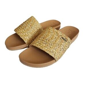 Reef Cushion Scout Braids Women's Size 10 Tan Woven Slide Sandals Straw